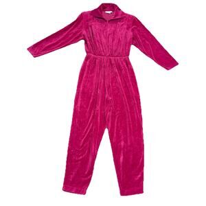 Vintage California ROC Jumpsuit Large Pink Velour Tracksuit Lounge Y2K 90s